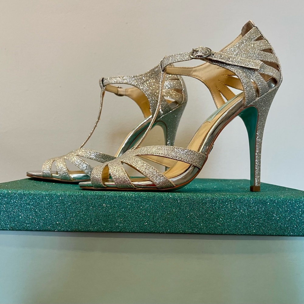 Betsey Johnson Silver Strappy Heels